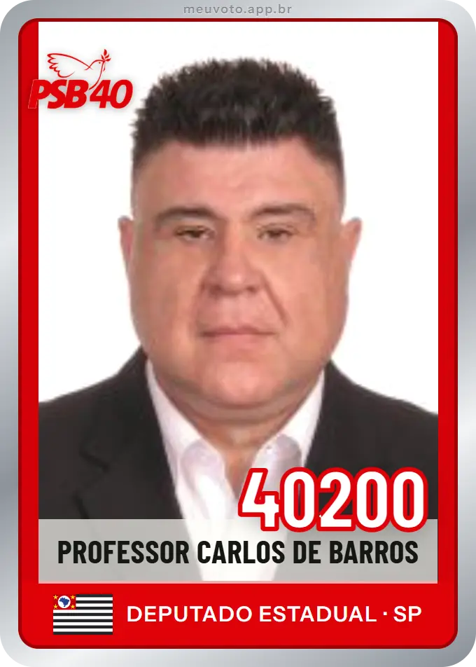 Carta de Professor Carlos de Barros, número 40200, PSB