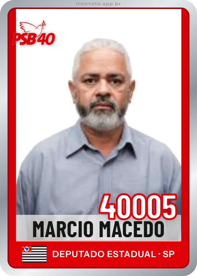 Carta de Marcio Macedo, número 40005, PSB