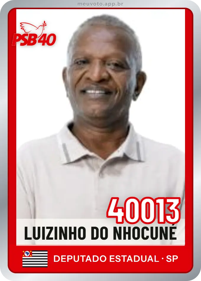 Carta de Luizinho do Nhocuné, número 40013, PSB