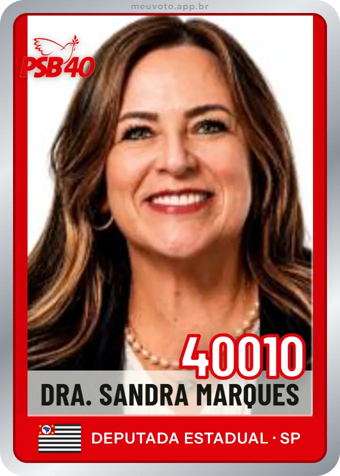 Carta de Dra. Sandra Marques, número 40010, PSB