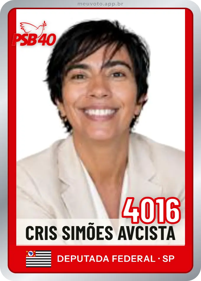 Carta de Cris Simões Avcista, número 4016, PSB