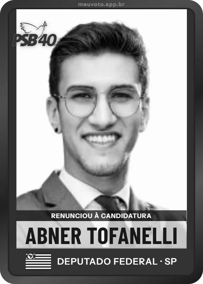 Carta de Abner Tofanelli, PSB. Renunciou à candidatura e não vai à urna.