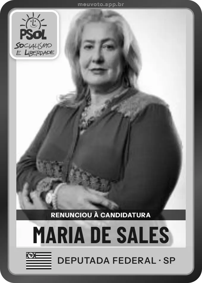 Carta de Maria de Sales, PSOL. Renunciou à candidatura e não vai à urna.