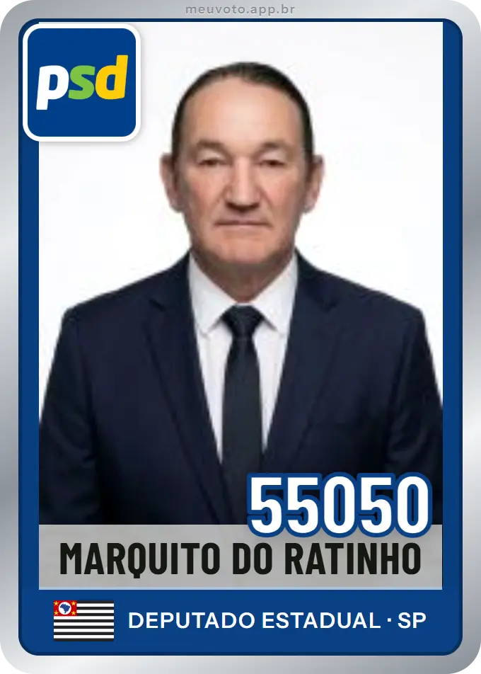 Carta de Marquito do Ratinho, número 55050, PSD