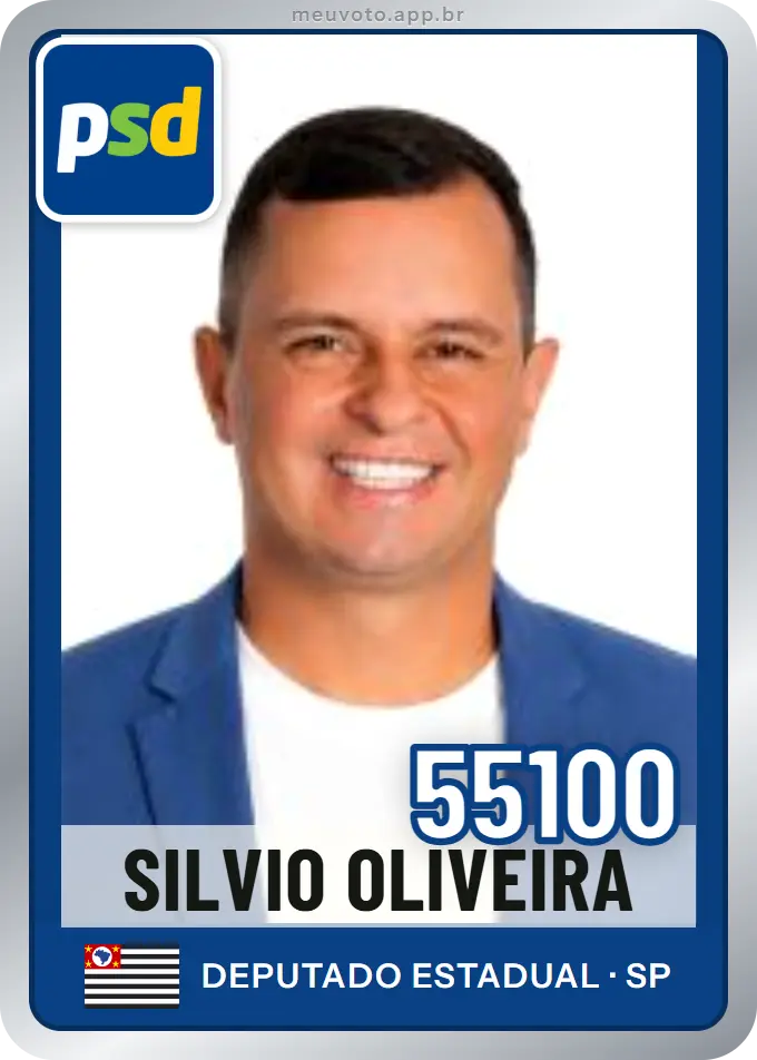 Carta de Silvio Oliveira, número 55100, PSD