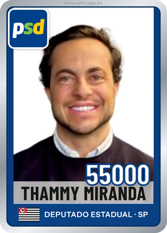 Carta de Thammy Miranda, número 55000, PSD