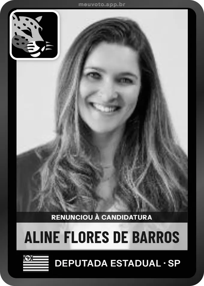 Carta de Aline Flores de Barros, Missão. Renunciou à candidatura e não vai à urna.