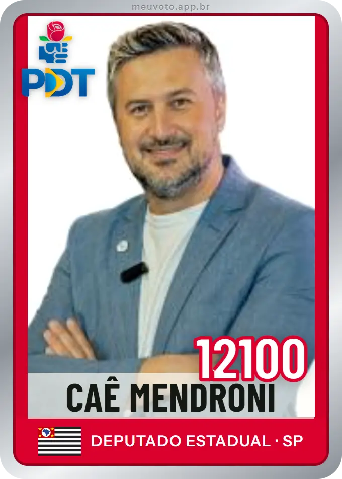 Carta de Caê Mendroni, número 12100, PDT