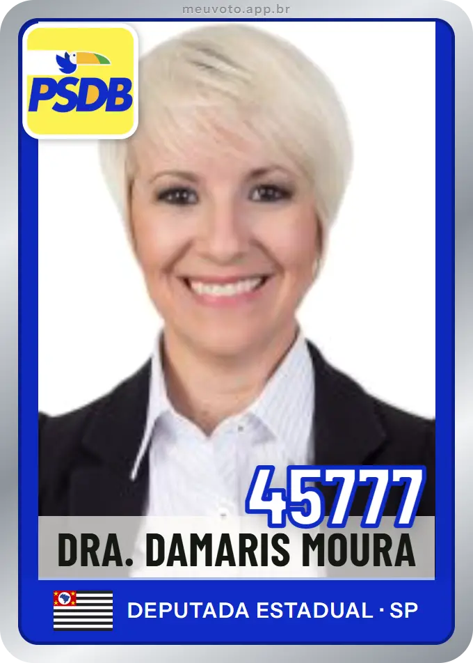 Carta de Dra. Damaris Moura, número 45777, PSDB