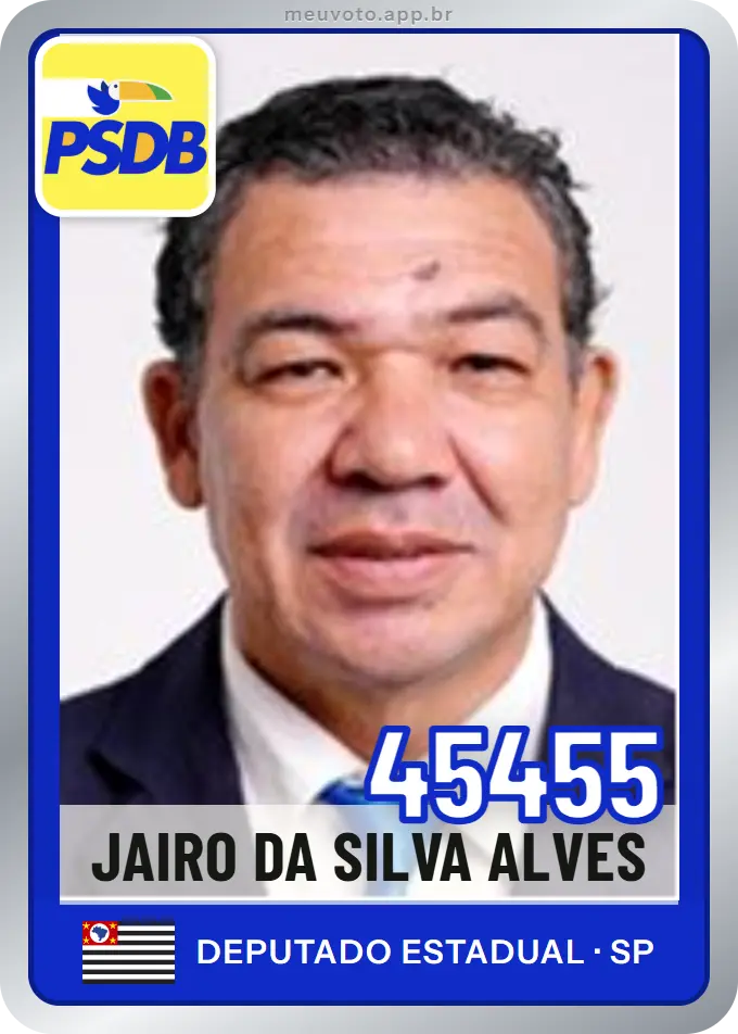 Carta de Jairo da Silva Alves, número 45455, PSDB