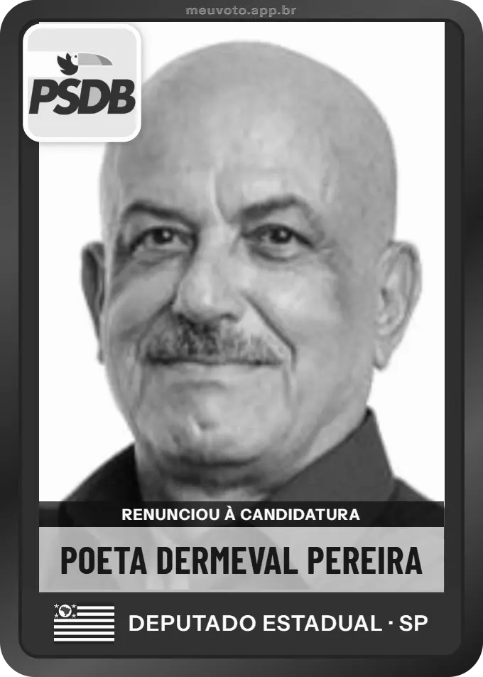 Carta de Poeta Dermeval Pereira, PSDB. Renunciou à candidatura e não vai à urna.