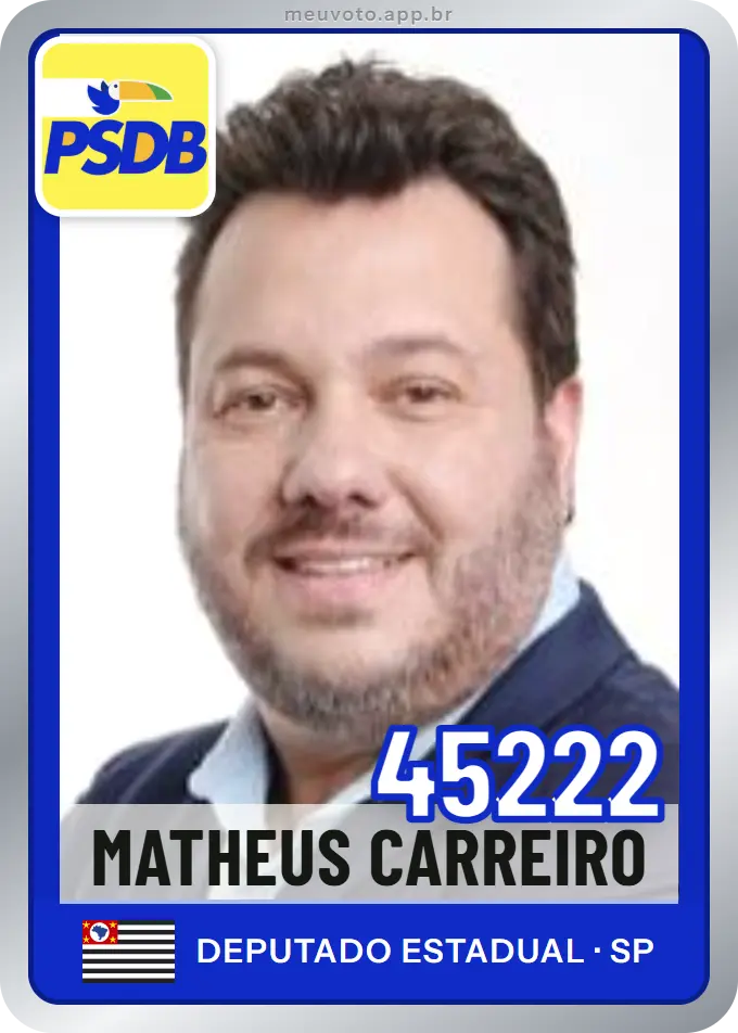 Carta de Matheus Carreiro, número 45222, PSDB