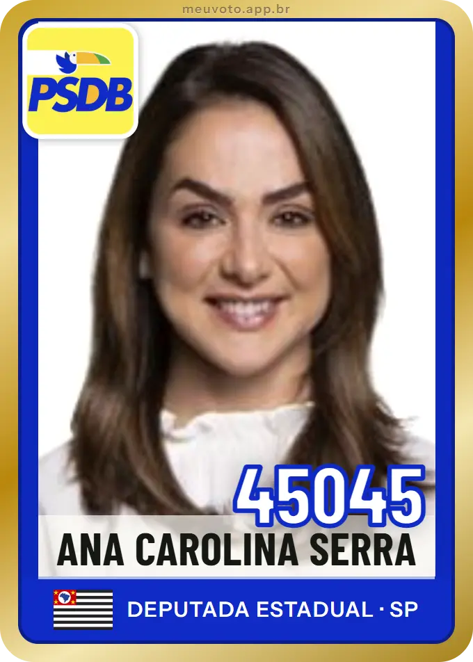 Carta de Ana Carolina Serra, número 45045, PSDB