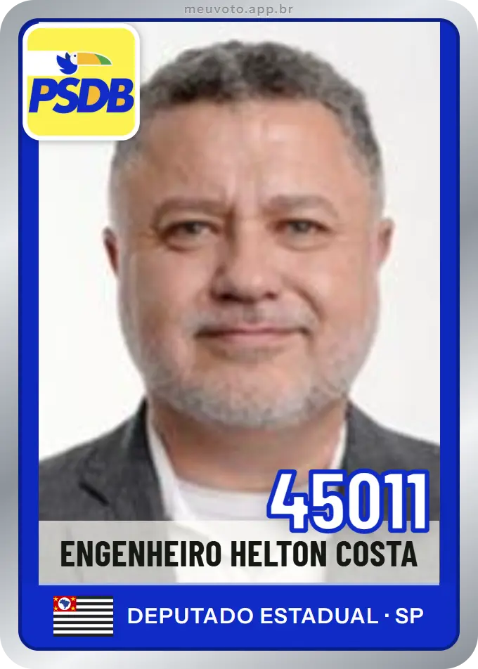 Carta de Engenheiro Helton Costa, número 45011, PSDB