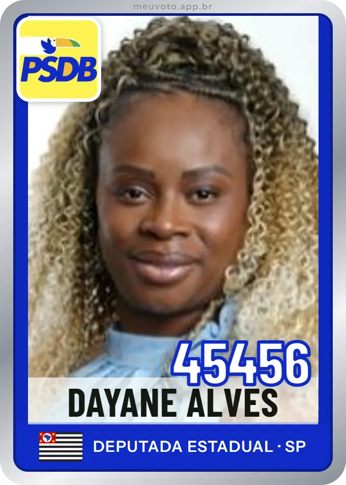 Carta de Dayane Alves, número 45456, PSDB