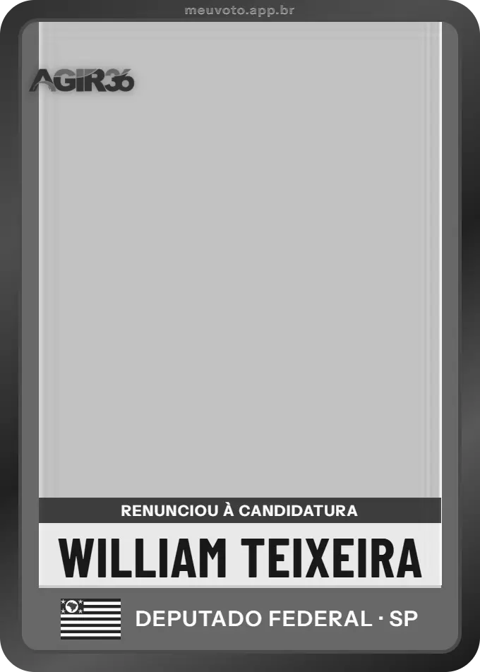 Carta de William Teixeira, Agir. Renunciou à candidatura e não vai à urna.