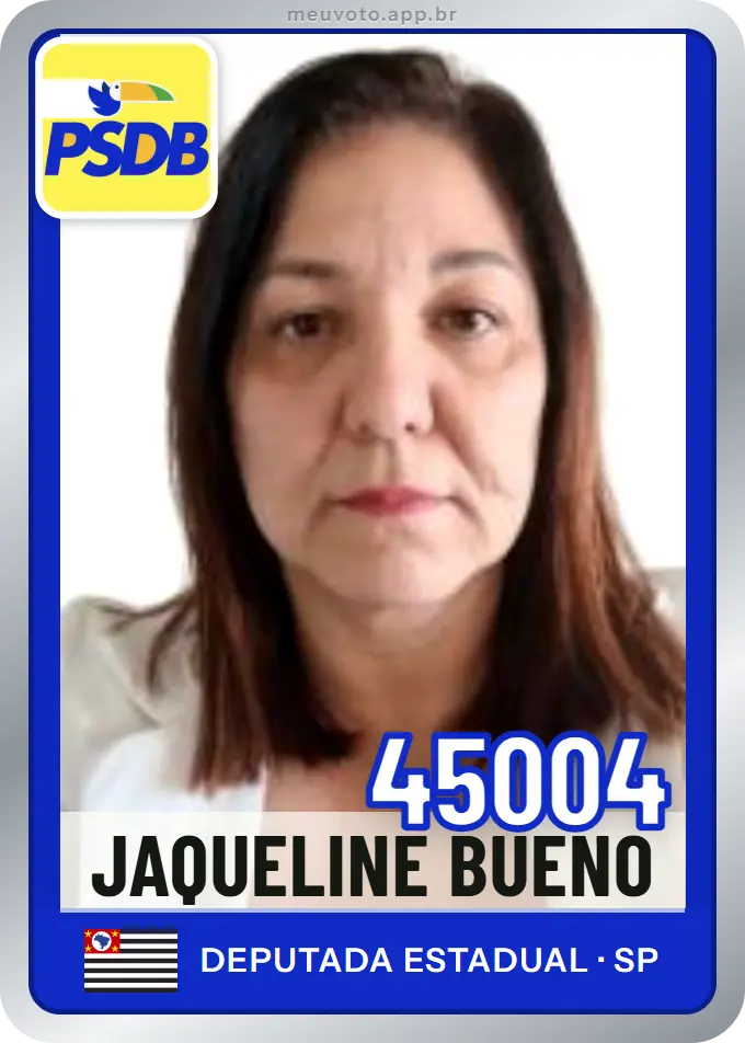 Carta de Jaqueline Bueno, número 45004, PSDB
