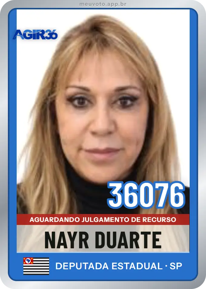 Carta de Nayr Duarte, número 36076, Agir