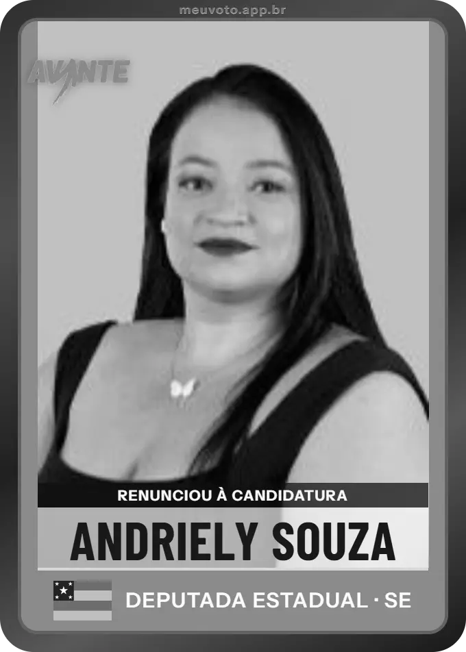 Carta de Andriely Souza, Avante. Renunciou à candidatura e não vai à urna.