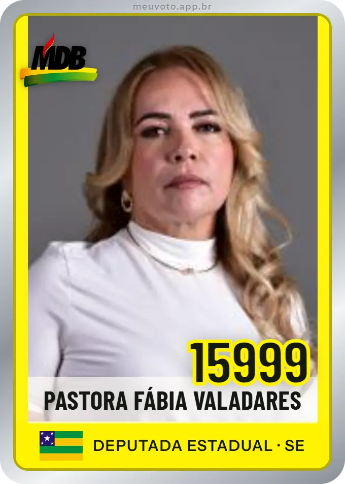 Carta de Pastora Fábia Valadares, número 15999, MDB