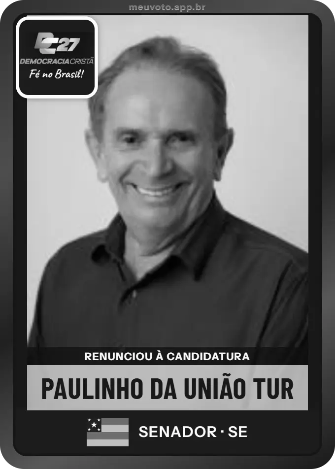 Carta de Paulinho da União Tur, DC. Renunciou à candidatura e não vai à urna.