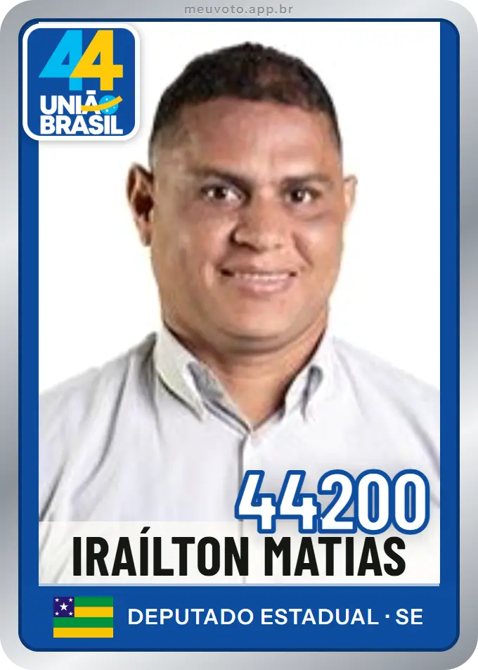 Carta de Iraílton Matias, número 44200, União