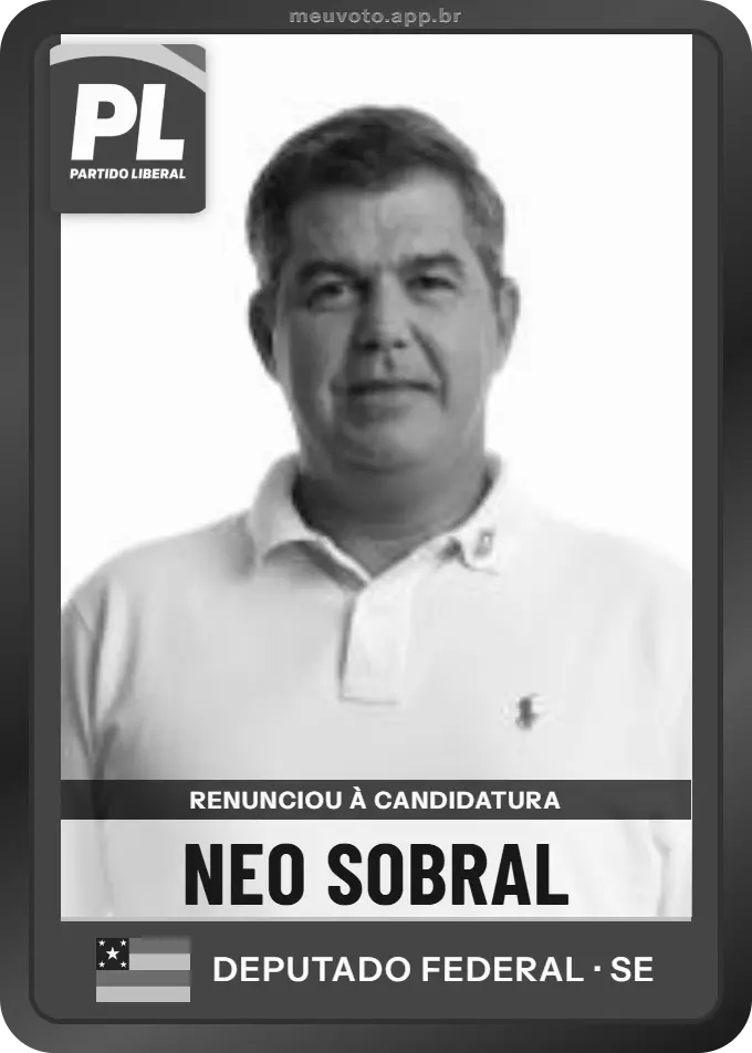 Carta de Neo Sobral, PL. Renunciou à candidatura e não vai à urna.