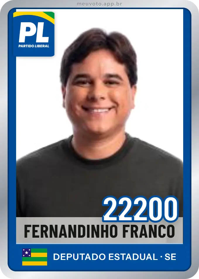 Carta de Fernandinho Franco, número 22200, PL