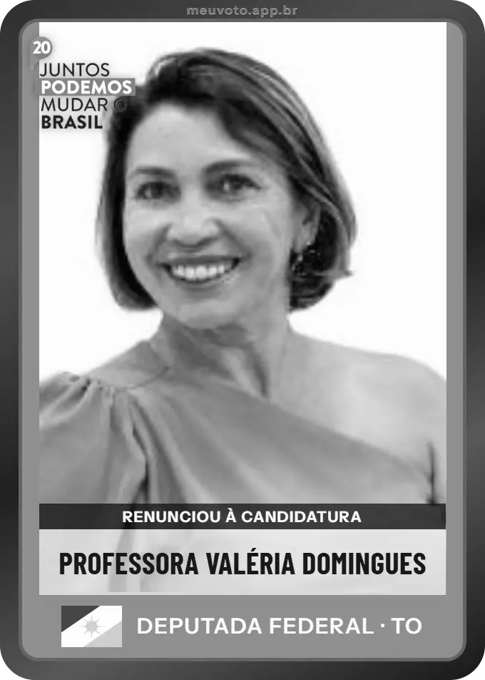 Carta de Professora Valéria Domingues, Podemos. Renunciou à candidatura e não vai à urna.