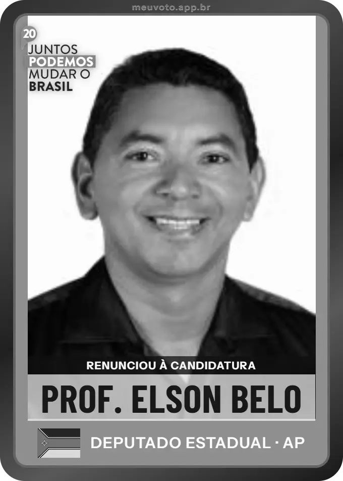 Carta de Prof. Elson Belo, Podemos. Renunciou à candidatura e não vai à urna.