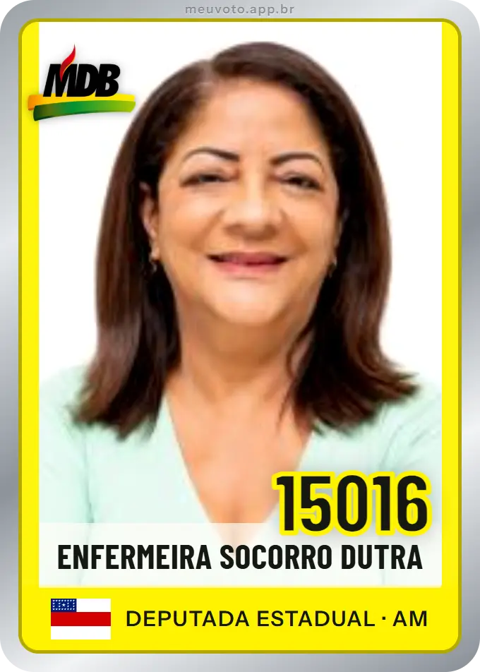 Carta de Enfermeira Socorro Dutra, número 15016, MDB
