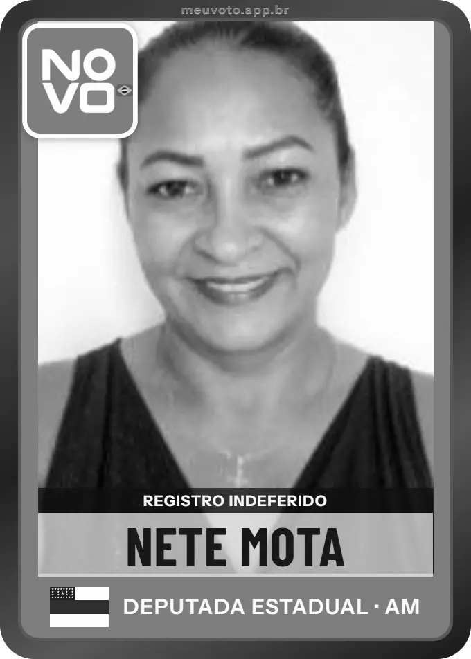 Carta de Nete Mota, Novo. Teve o registro indeferido pelo TSE e não vai à urna.