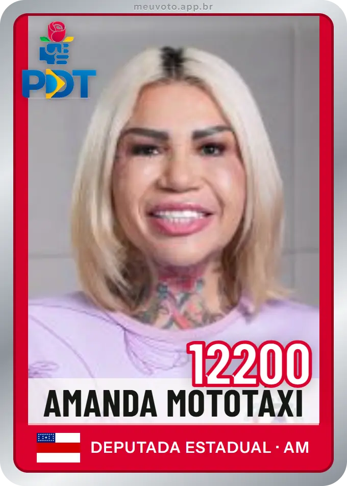 Carta de Amanda Mototáxi, número 12200, PDT