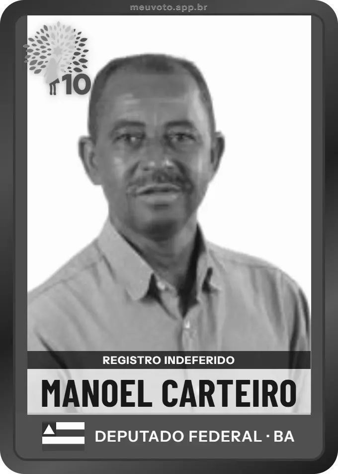 Carta de Manoel Carteiro, Republicanos. Teve o registro indeferido pelo TSE e não vai à urna.