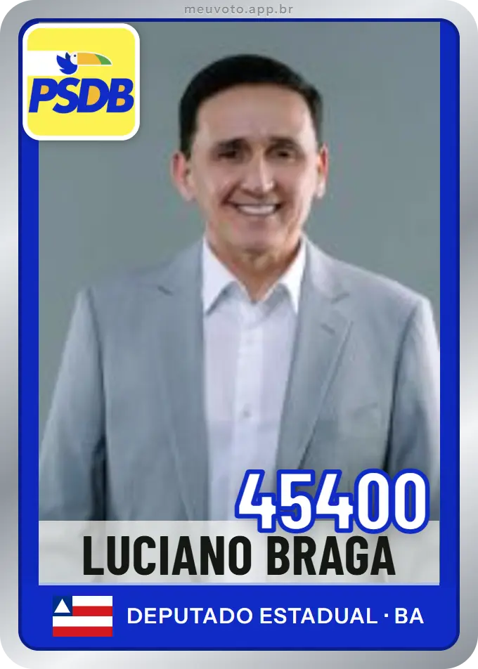 Carta de Luciano Braga, número 45400, PSDB