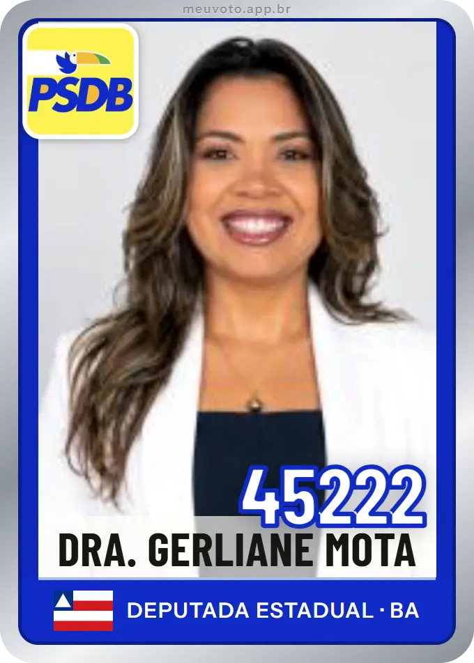 Carta de Dra. Gerliane Mota, número 45222, PSDB