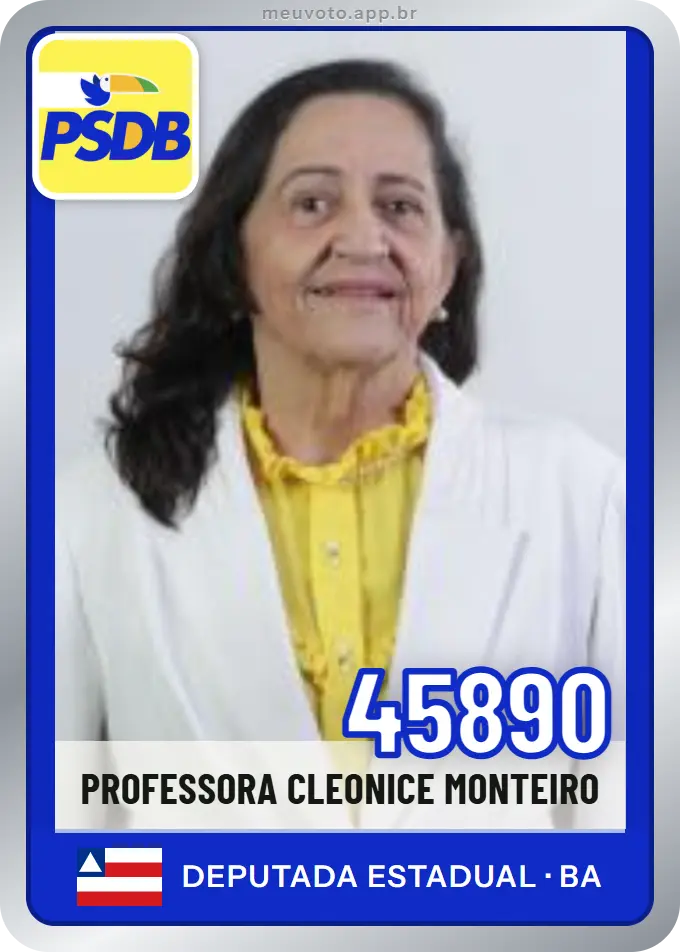 Carta de Professora Cleonice Monteiro, número 45890, PSDB