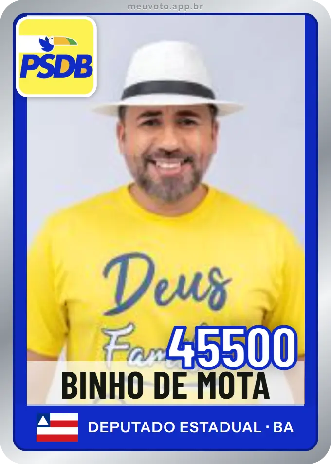 Carta de Binho de Mota, número 45500, PSDB