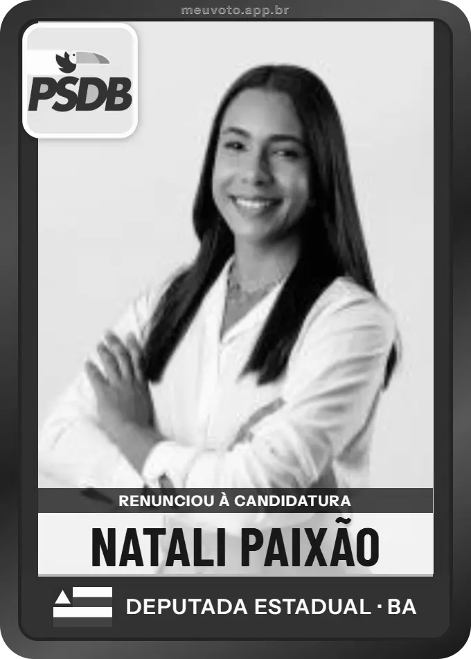 Carta de Natali Paixão, PSDB. Renunciou à candidatura e não vai à urna.