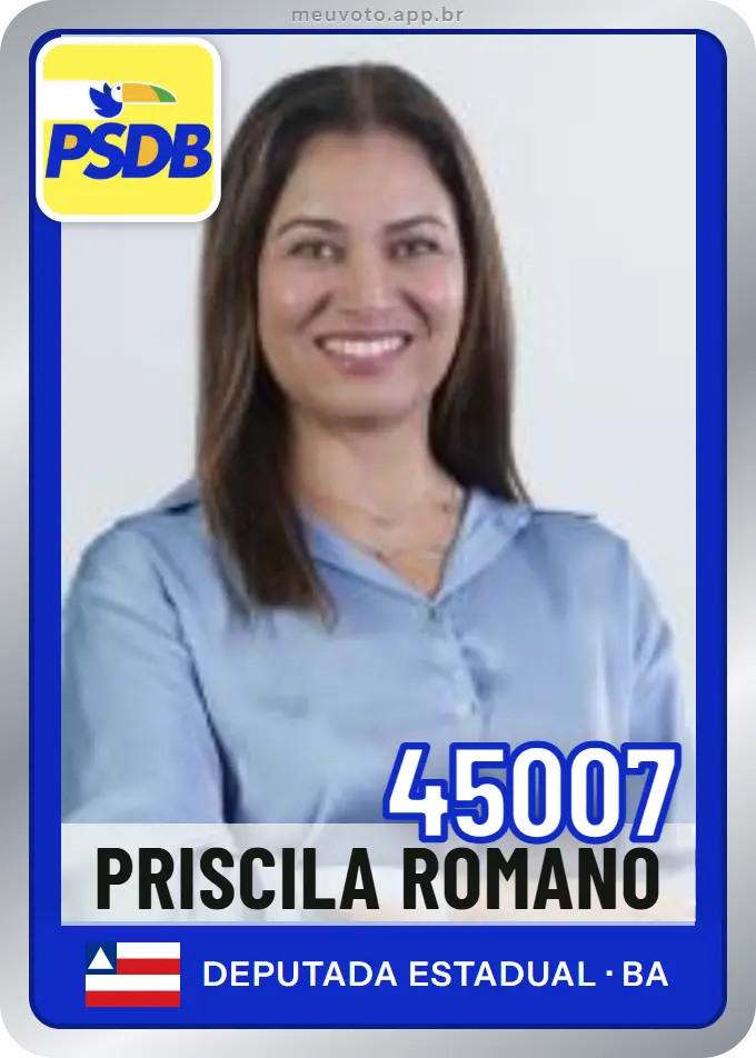 Carta de Priscila Romano, número 45007, PSDB