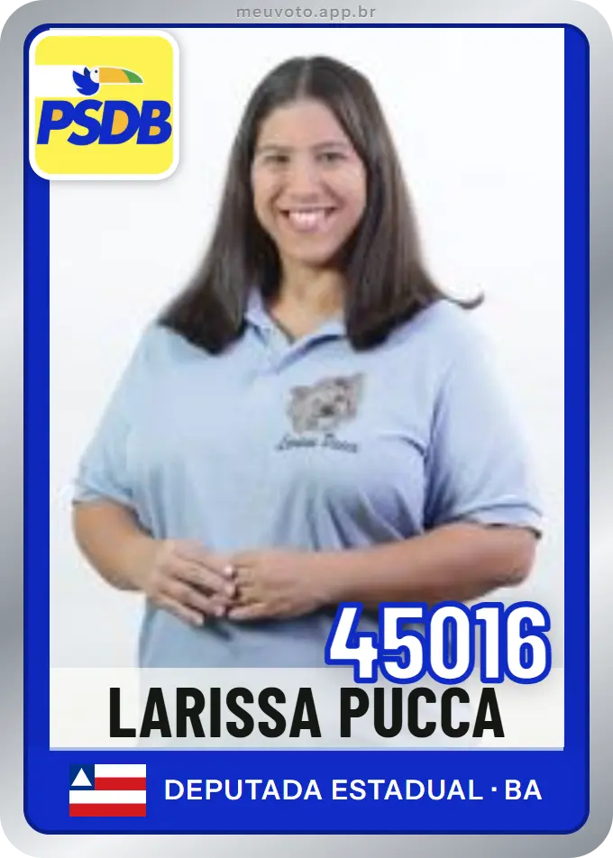 Carta de Larissa Pucca, número 45016, PSDB