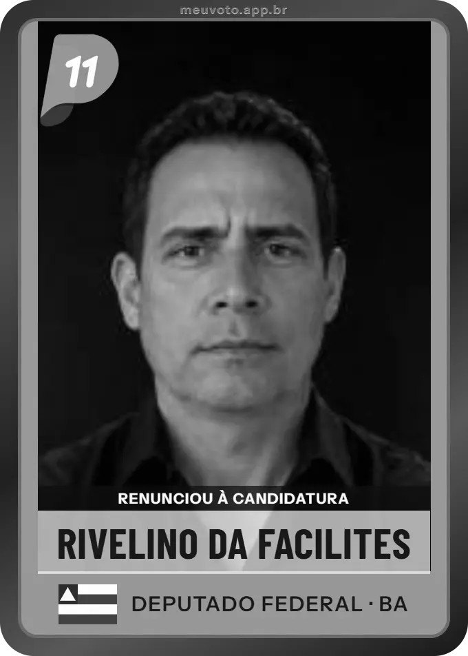 Carta de Rivelino da Facilites, PP. Renunciou à candidatura e não vai à urna.