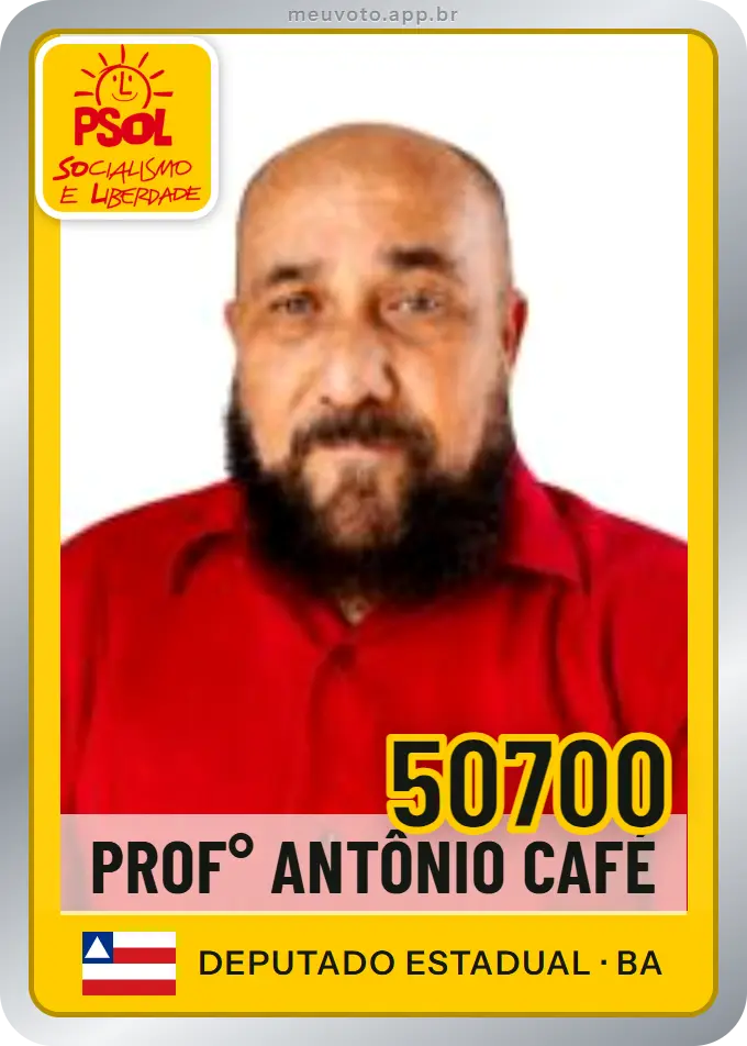 Carta de Prof° Antônio Café, número 50700, PSOL