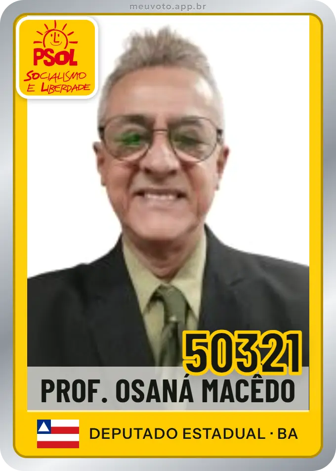 Carta de Prof. Osaná Macêdo, número 50321, PSOL