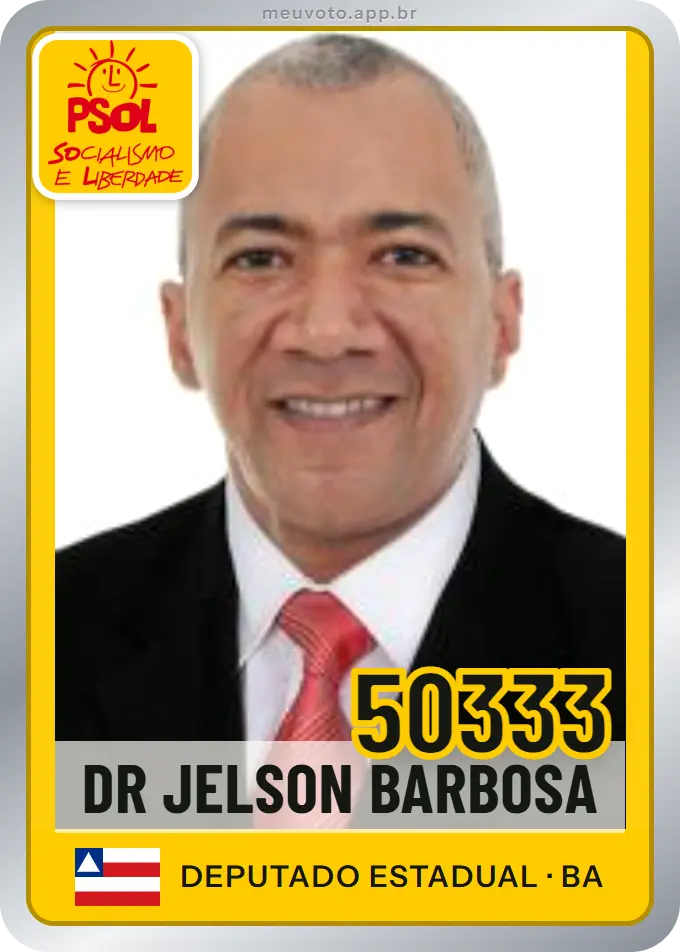 Carta de Dr Jelson Barbosa, número 50333, PSOL