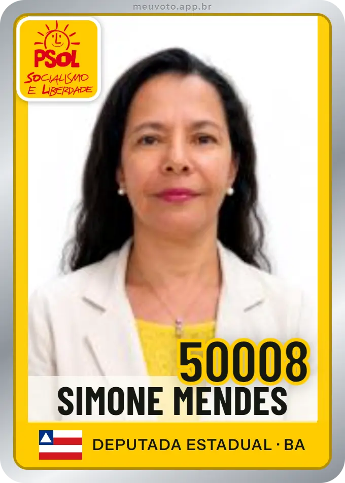 Carta de Simone Mendes, número 50008, PSOL