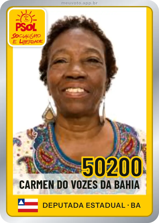 Carta de Carmen do Vozes da Bahia, número 50200, PSOL