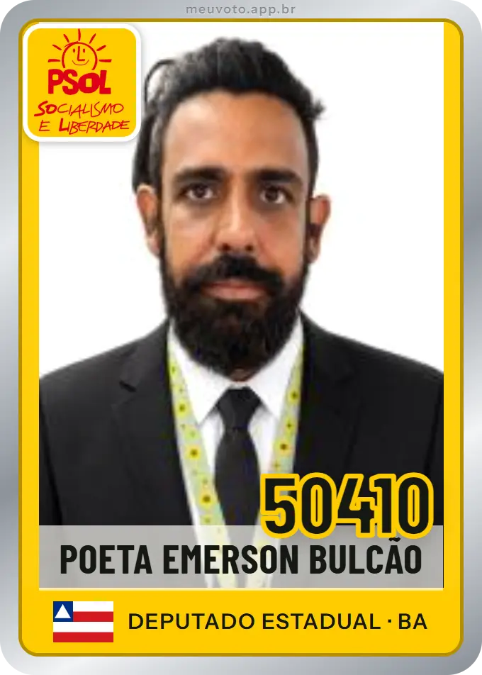 Carta de Poeta Emerson Bulcão, número 50410, PSOL