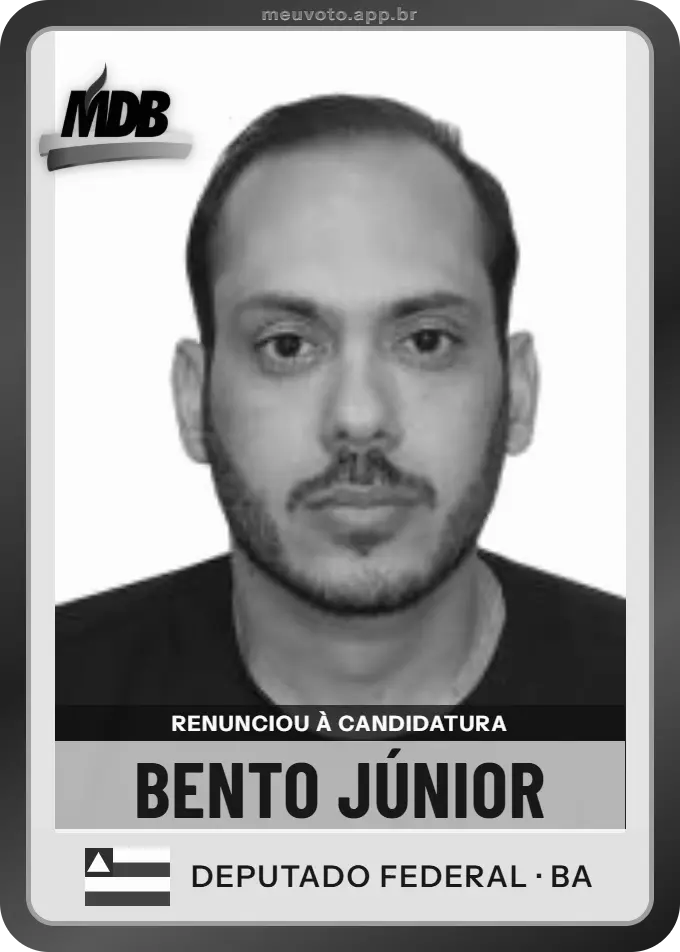 Carta de Bento Júnior, MDB. Renunciou à candidatura e não vai à urna.