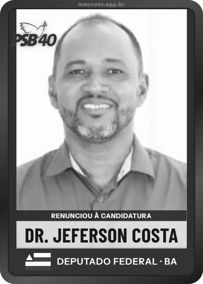 Carta de Dr. Jeferson Costa, PSB. Renunciou à candidatura e não vai à urna.